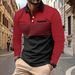 Nordmann European American Cross-Border Spring And Autumn Fashion Long Sleeve Printed With Pocket Men's Sports Polo Shirt Top_viptrois.com