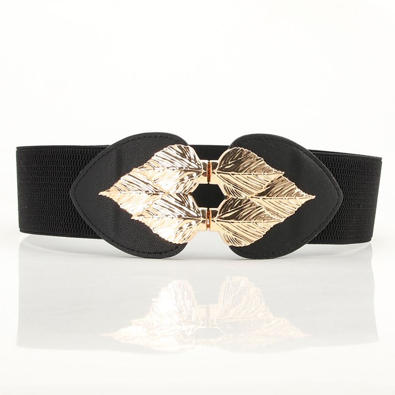 women's elastic girdle women's fashion commuter belt women's leaf peach heart elastic wide girdle with dress_viptrois.com