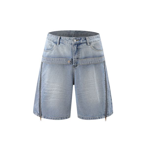 Men's Clothing Washed Old Denim Short Sleeved Jacket Wide Leg Pants Suit Men's Loose Summer Ins Denim Suit_viptrois.com