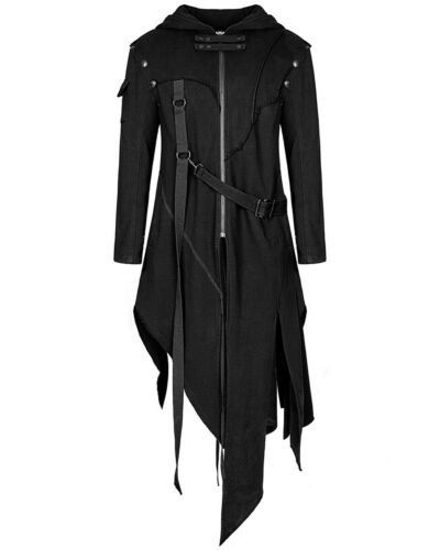 Punk Mens Hooded Jacket Black Goth Dieselpunk Dystopian Apocalyptic Hoodie_viptrois.com