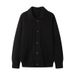Autumn Trendy Fashion Casual Versatile Men's Exquisite Lapel Solid Color Loose Long Sleeve Knitted Cardigan Sweater_viptrois.com