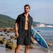 Men's Clothing Sweater Summer Sports Casual Texture Beach Short Sleeved Button Down And Shorts Set_viptrois.com