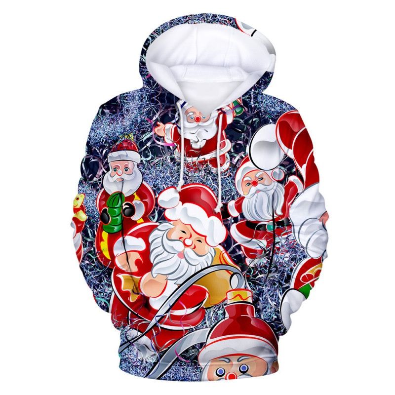 Pure European And American Long Sleeve Trendy For Men Christmas Pullover Double Layer Sweatshirt Sports Casual Set With_viptrois.com