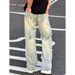 American Retro Splatter Tie Dye Jeans For Men, Autumn High Street Vibe Style Trousers, High End Straight Leg Slightly Flared Trousers_viptrois.com