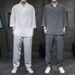 Men's Clothing New Thin Casual Sports Suit Men's Summer High End V Neck Slim Fit Three Quarter Sleeves Two Piece Suit_viptrois.com