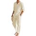 Men's Clothing Casual Solid Color Pocket Elastic Cotton And Linen Suit_viptrois.com