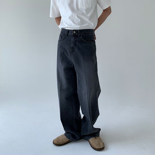 Men's Clothing Jeans Loose Straight Wide Leg Casual Pants Summer All Match Falling Trousers_viptrois.com