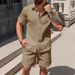 Men's Clothing Summer Short Sleeved Shorts Suit Sports Leisure Vacation Two Piece Suit_viptrois.com