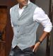 Men's Wool Blend Waistcoat – Slim Fit British Herringbone Vest With Notched Lapel (M-3XL, Acrylic-Wool, Business Casual, Black/Navy/Charcoal)_viptrois.com