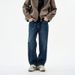 Men's Autumn/Winter Elastic Jeans 441g Straight Leg Loose Fit Imperial Blue Long Pants Versatile Mid Waist Slight Stretch_viptrois.com