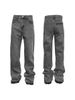 Men's Distressed Flared Jeans - Vintage Grey Cleanfit Denim With Frayed Hem, High Street Micro Bell Bottoms_viptrois.com