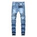Loom Cross-Border Foreign Trade Jeans Personality Trendy European And American Wrinkled Slim Fit Stretch Men's Fashion_viptrois.com