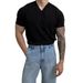 Men's Summer American Cool V Neck Knitted Short Sleeved Ice Silk Short Sleeved Thin T Shirt Retro Bottoming Business Breathable Spring And Summer_viptrois.com