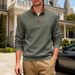 Men's Winter Quarter-Zip Fleece Sweatshirt With Stand Collar, Casual & Business Loungewear, Long Sleeve Pullover (Army Green, Black)_viptrois.com