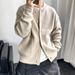 Solid Color Detachable Scarf Sweater, Warm And Loose Knit Sweater_viptrois.com