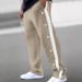 Men's Clothing Autumn Drape Color Matching Casual Pants Loose Jacquard Button Wide Leg Pants_viptrois.com
