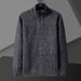 Men's Casual Knit Sweater – Relaxed Fit, Stand Collar, Solid Color Pullover (Light Gray/Dark Gray/Burgundy/Blue/Coffee)_viptrois.com