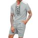Men's Casual 2-Piece Set - Drawstring Shorts & Round Neck T-Shirt | Summer Fashion Short Sleeve Outfit Set_viptrois.com
