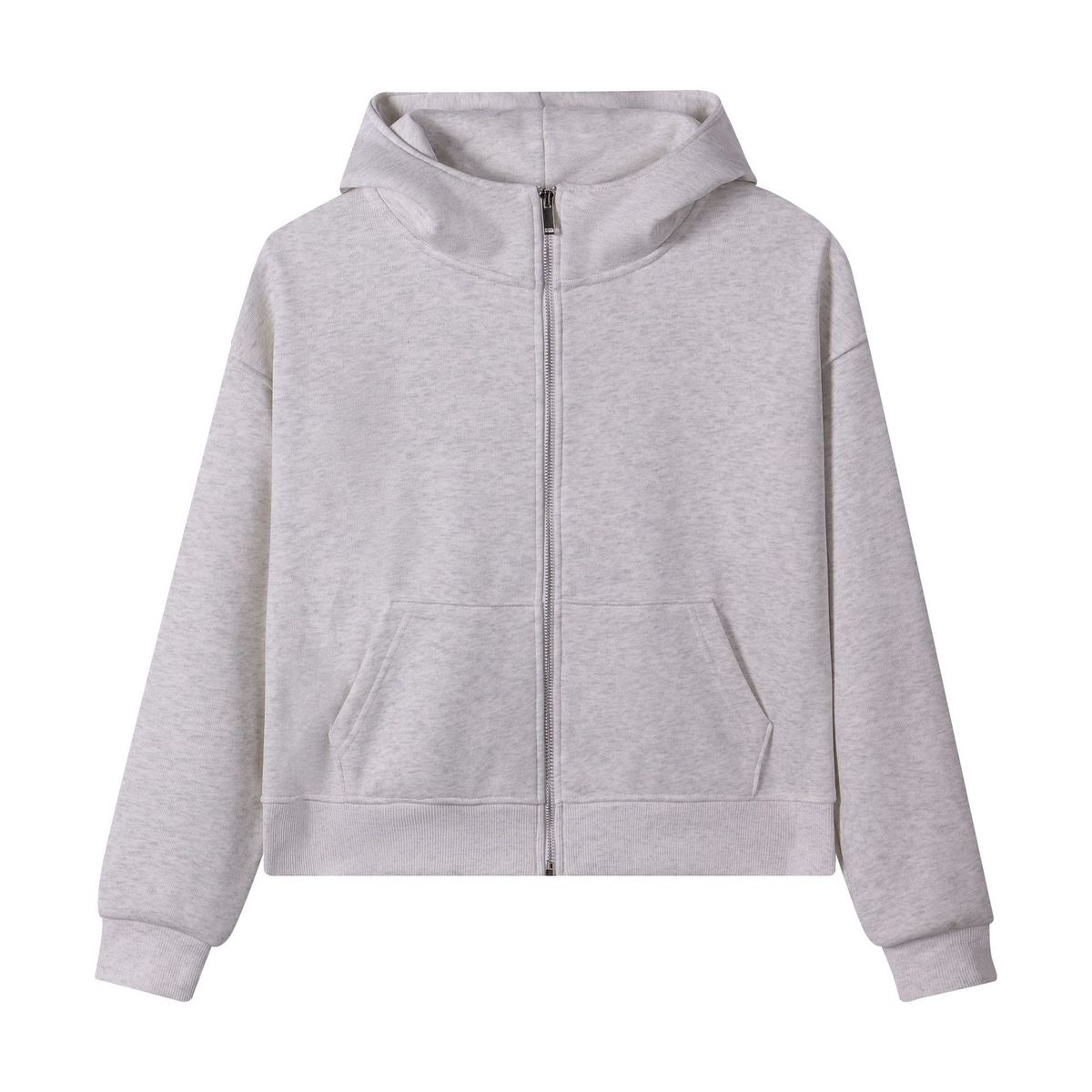 Men's Clothing Hooded High-Neck Zip-Up Sweatshirt For Women - Soft Cotton Fleece Pullover, Relaxed Fit, Short Length, Casual Streetwear_viptrois.com