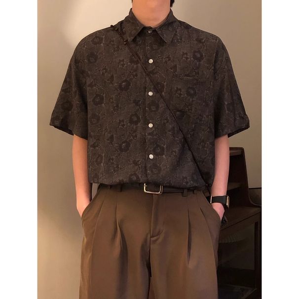 Men's Clothing High End Floral Print Short Sleeved Shirt For Men, New Summer Style, American Retro, Loose, Casual, Versatile Jacket/top_viptrois.com