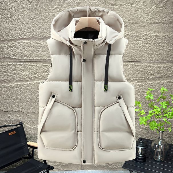 Men's Clothing Cotton Vest Winter Men's New Hooded Cotton Waistcoat Jacket Work Clothes Class Clothes Printing LOGO_viptrois.com