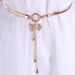 Diamond Waist Chain - Elastic Metal Belt With Fox Tassel (Adjustable, 18K Gold Plated)_viptrois.com