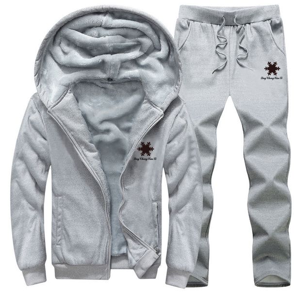 Men's Fleece-Lined Hoodie & Jogger Set | Winter Warm Tracksuit | Plus Size 8XL Available (Gray/Black/Navy, M-8XL)_viptrois.com