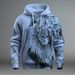 Men's Clothing Winter New Sweatshirt European And American Style Lion Animal 3D Three Dimensional Printing Pattern Large Size Loose Sweatshirt_viptrois.com