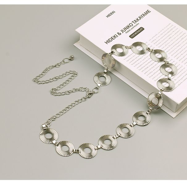 Geometric Waist Chain - Retro Round Chain Belt (Adjustable, 18K Gold Plated)_viptrois.com