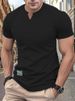 Men's Clothing Summer Trend Solid Color Round V Neck Slim Short Sleeved Stretch T Shirt, Men's Sports_viptrois.com
