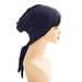 new solid color crystal four stripe long tail turban hat women's hat streamer religious hat women's style_viptrois.com