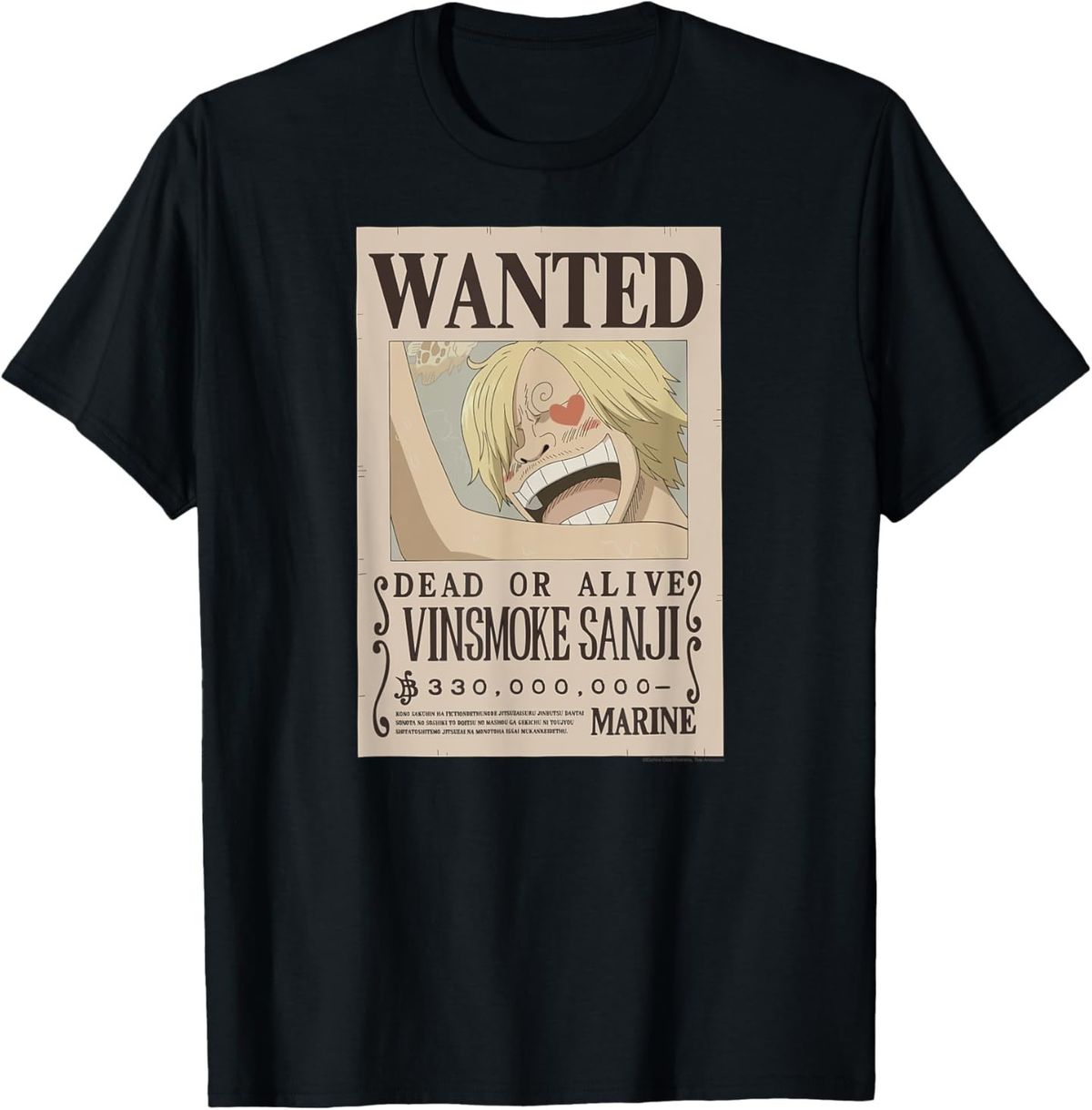 Anime Vinsmoke Sanji Wanted Poster T-Shirt Mens Womens Tees Top_viptrois.com