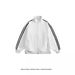 CT American Style Three-Stripes Stand Collar Jacket For Men, Autumn Trendy Loose Double-Headed Zipper Jacket, Couple's_viptrois.com