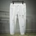 Large Size Men's Spring And Summer Ripped Jeans Men's Elastic Pure Black And White Jeans Men's Loose And Fat Plus Size Pants_viptrois.com