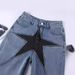 Men's Clothing Denim Shorts Street Fashion Loose Contrast Color Five Pointed Star Patch New Style Shorts_viptrois.com