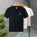 2025 Summer Simple Small Embroidery Short Sleeve T-Shirt Men's Trend Brand Half Sleeve Men's Crew Neck Casual Solid Color T-Shirt_viptrois.com