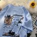 Neue Männer Frauen T Shirt Pullover Oversize Koreanische Version Cartoon Katze Gruppe Gedruckt T-Shirt Casual Kurzarm Paare T-Shirt_viptrois.com