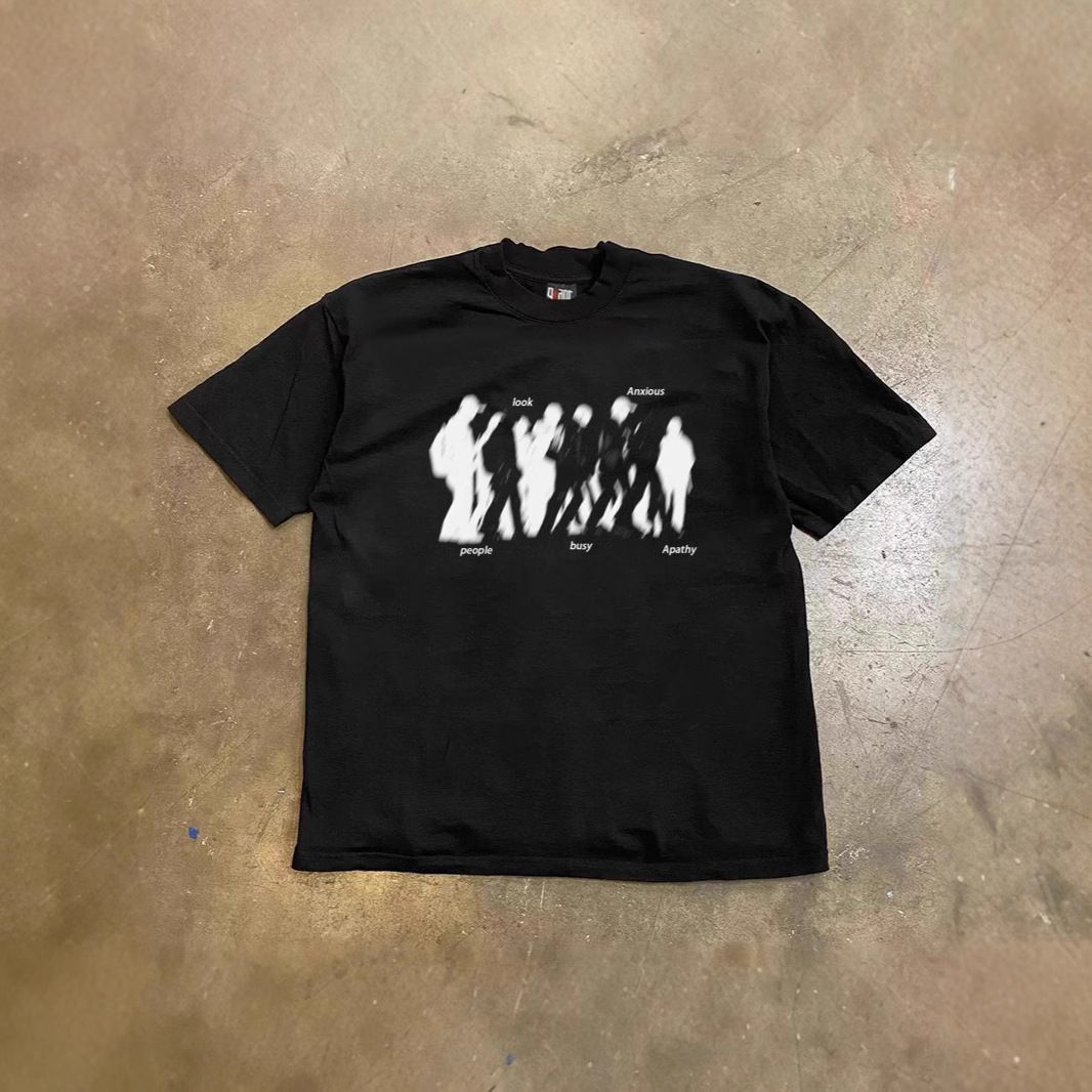 Heavyweight 250gsm 100% Cotton Oversized T-Shirt | Abstract Silhouette Print Unisex Tee For Men And Women_viptrois.com