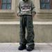 Men's Retro Fashion Casual Trousers Loose Straight Wide Leg Overalls Multi Pocket_viptrois.com