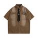 Men's Clothing Brand Tie Decorated Short Sleeved Shirt For Men And Women Retro Tie Dye Gradient Washed Loose Couple Shirt_viptrois.com