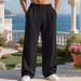 Men's Heavyweight Hip-Hop Pants – Jacquard Textured Straight Leg, Non-Iron Polyester (S-XXXL, Black/Navy/Khaki)_viptrois.com