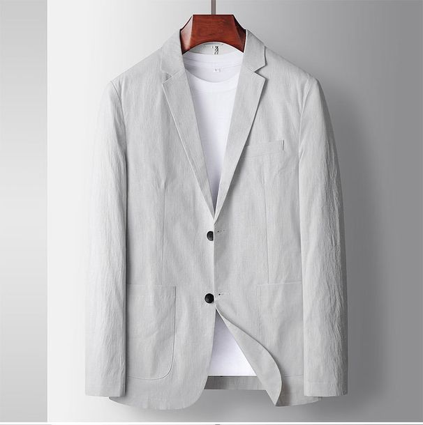 Men's Clothing Men's casual suit spring and summer solid color slightly elastic light luxury business single western non iron casual suit jacket trend_viptrois.com