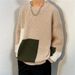 Pure 2025 Autumn Winter Retro Thickened Men Ins American Style Lazy Round Neck Knitted Sweater Personality Base Shirt_viptrois.com