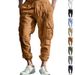 Workwear Casual Men's Trousers Large Size With Drawstring Multi Pocket Wide Tube Thin Cotton And Linen Summer Pants_viptrois.com
