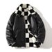 Men's Fashion Color-Block Faux Shearling Jacket, Heavyweight Fleece-Lined Winter Coat With Contrast Panels (Sizes M-5XL, Black)_viptrois.com