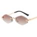 Mode Kleine Polygonale Sonnenbrille Für Frauen Luxusmarke Rmless Braune Raute Sonnenbrille Frau Vintage Metall Sonnenbrillen Brillen_viptrois.com