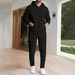 Men's Clothing Spring And Autumn Sports Leisure Waffle Hooded Long Sleeved Sweatshirt Suit_viptrois.com