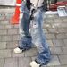 Men's Clothing High Street Fashion Brand Loose Tassel Cat Whisker Slightly Flared Trousers RO Style Wide Leg Trousers Casual Trousers Jeans_viptrois.com
