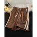 Men's Corduroy Shorts Style Side Stripe Color Blocking Webbing Drawstring Elastic Waist Casual Five Point Length_viptrois.com