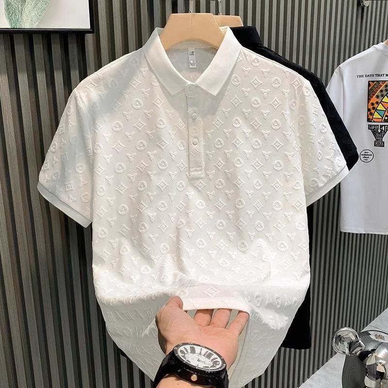 New Summer Style Ice Silk Trendy Short Sleeve Men's Polo Shirt, Business Style, Breathable And Cooling T Shirt_viptrois.com
